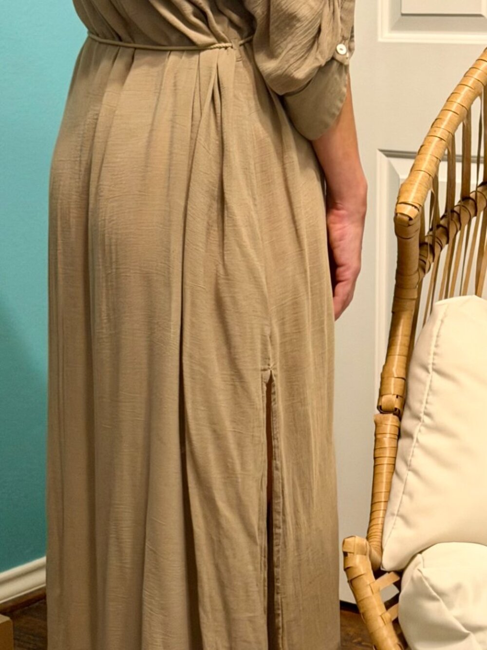 Spell & The Gypsy Linda Shirt Dress Khaki Small Boho Button Front Maxi - Picture 9 of 16